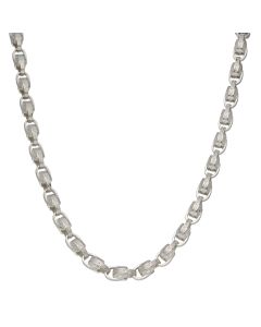 New Sterling Silver 22" Patterned Tulip Link Chain Necklace