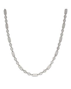 New Sterling Silver 22" Stars & Bars Link Chain Necklace