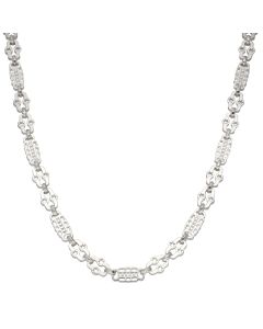New Sterling Silver 21" Stars & Bars Link Chain Necklace