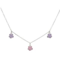 New Sterling Silver & Enamel Childs 14" Flower Necklace