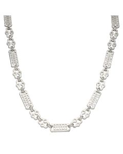 New Sterling Silver 22" Stars & Bars Link Chain Necklace