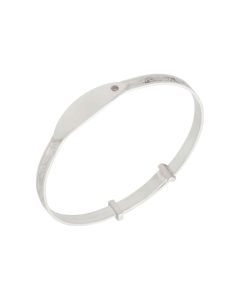 New Sterling Silver Gem Set Baby Identity Plate Expanding Bangle