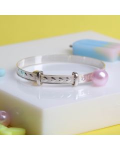 New Sterling Silver Heart Pattern Expanding Baby Bangle
