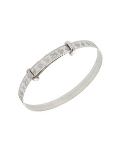 New Sterling Silver Nursery Motif Expanding Baby Bangle