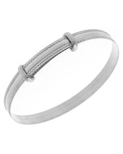 New Sterling Silver Beaded Edge Childs Expanding Bangle