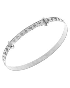 New Sterling Silver Teddy Bear Patterned Expanding Baby Bangle