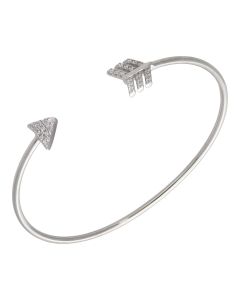 New Sterling Silver Cubic Zirconia Set Arrow Bangle