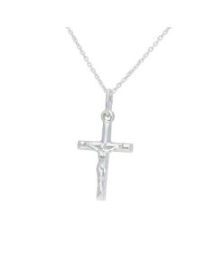 New Sterling Silver Crucifix Pendant & 18" Chain Necklace