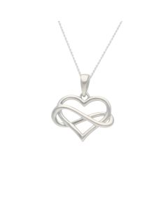New Sterling Silver Infinity Heart Pendant & 18" Chain Necklace