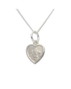 New Sterling Silver Heart St Christopher & 18" Chain Necklace