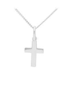 New Sterling Silver Tiny Cross & 16" Chain Necklace