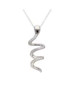 New Sterling Silver Gem Set Snake Pendant & 18" Chain Necklace