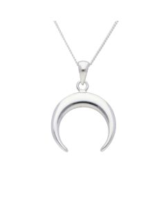 New Sterling Silver Crescent Moon Pendant & 18" Chain Necklace