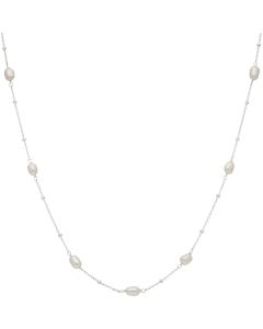New Sterling Silver 16-18" Freshwater Cultured Pearl Necklace