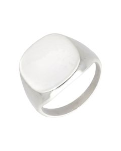 New Sterling Silver Cushion Shaped Polished Signet Ring