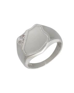 New Sterling Silver Shield Signet Ring