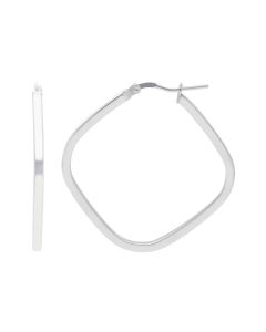 New Sterling Silver Square Shaped Hoop Earrings