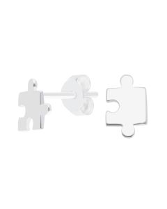 New Sterling Silver Jigsaw Puzzle Pieces Stud Earrings