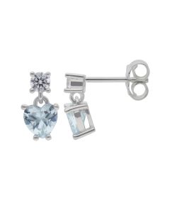 New Silver Aqua Colour Cubic Zirconia Small Drop Earrings