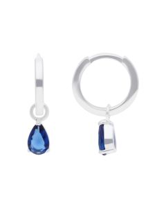 New Sterling Silver Blue Gemstone 12mm Huggie Hoop Earrings