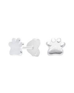 New Sterling Silver Paw Print Stud Earrings