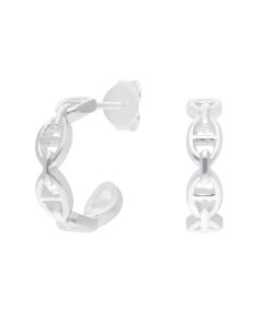 New Sterling Silver Anchot/Gucci Link Hoop Earroings