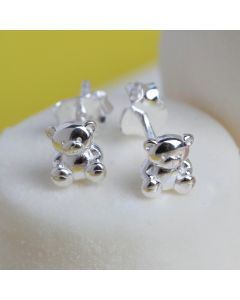 New Sterling Silver Cute Teddy Stud Earrings