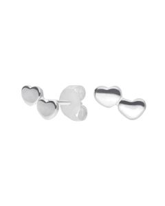 New Sterling Silver Double Heart Stud Earrings