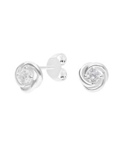 New Sterling Silver Cubic Zirconia Knot Stud Earrings