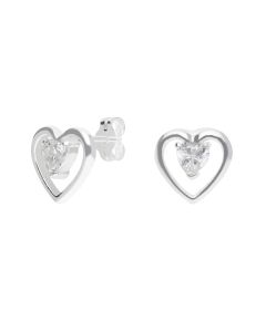 New Sterling Silver Cubic Zirconia Heart Stud Earrings