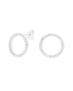 New Sterling Silver Cubic Zirconia Circle Stud Earrings