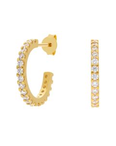 New Gold Plated Sterling Silver Gem Set Stud Hoop Earrings