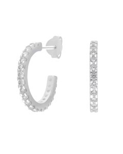 New Sterling Silver Cubic Zirconia Stud Hoop Earrings