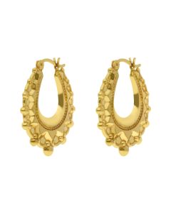 New Gold Plated Sterling Silver Traditional Creole Hoop Earrings