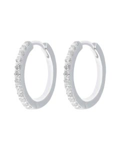 New Sterling Silver Cubic Zirconia 15mm Huggie Hoop Earrings