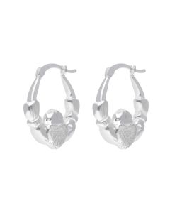 New Sterling Silver Claddagh Creole Hoop Earrings