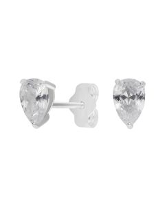 New Sterling Silver Cubic Zirconia Pear Shaped Stud Earrings