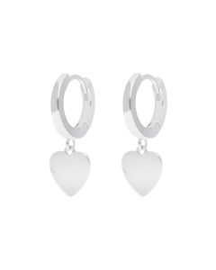 New Sterling Silver Heart Charm Huggie Hoop Earrings