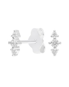 New Sterling Silver Cubic Zirconia Trio Stud Earrings