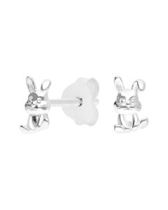 New Sterling Silver Cute Bunny Stud Earrings