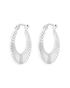 New Sterling Silver Ridged Creole Hoop Earrings