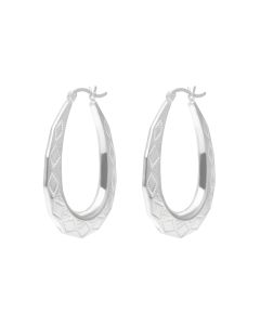 New Sterling Silver Large Oval Harlequin Creole Hoop Earrings