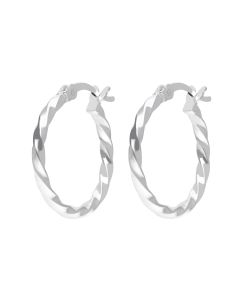 New Sterling Silver Round Twist Patterned Hoop Earrings
