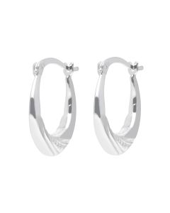 New Sterling Silver Oval Patterned Hoop Earrings