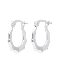 New Sterling Silver Small Bamboo Pattern Creole Hoop Earrings