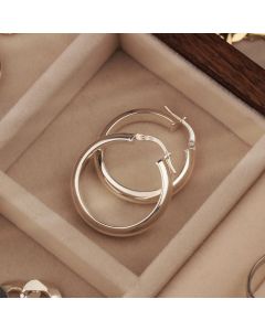 New Sterling Silver 25mm Round Chunky Hoop Earrings