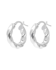 New Sterling Silver 18mm Round Twisted Hoop Earrings