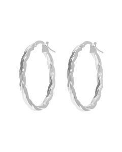 New Sterling Silver Oval Twisted Hoop Earrings