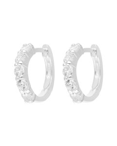 New Sterling Silver Cubic Zirconia Small Huggie Hoop Earrings