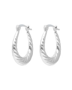 New Sterling Silver Oval Wave Twist Creole Earrings